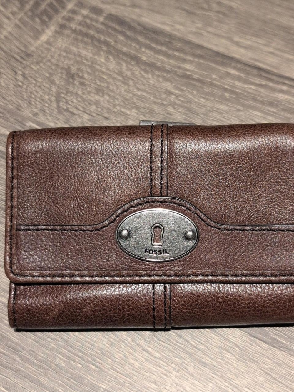 NWT Fossil Espresso Brown Quad-Fold Leather Wallet